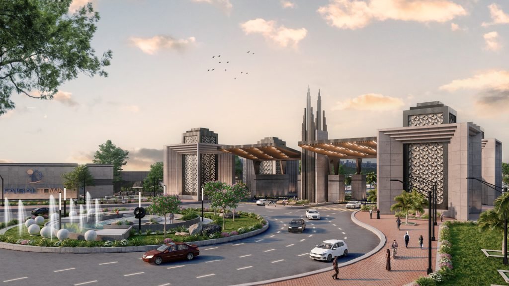 Faisal Town Phase 2 location relative to Rawalpindi Ring Road and Islamabad Airport